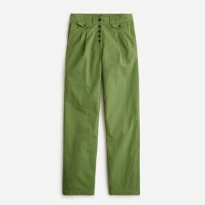 J. Crew | Moss Green Pleated Button-Front Chino Pants 14 NWT